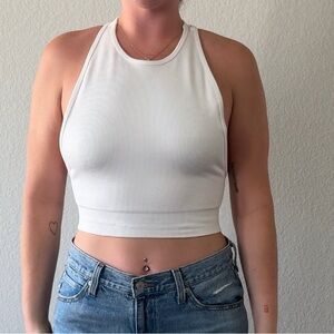 Prozis White Fitted Crop Tank Top